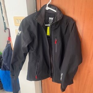 Helly Hansen Black Outdoor Waterproof Jacket with Red Accents